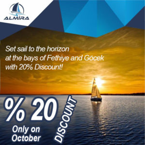 Sailing yacht charter discount offer for October in Turkey